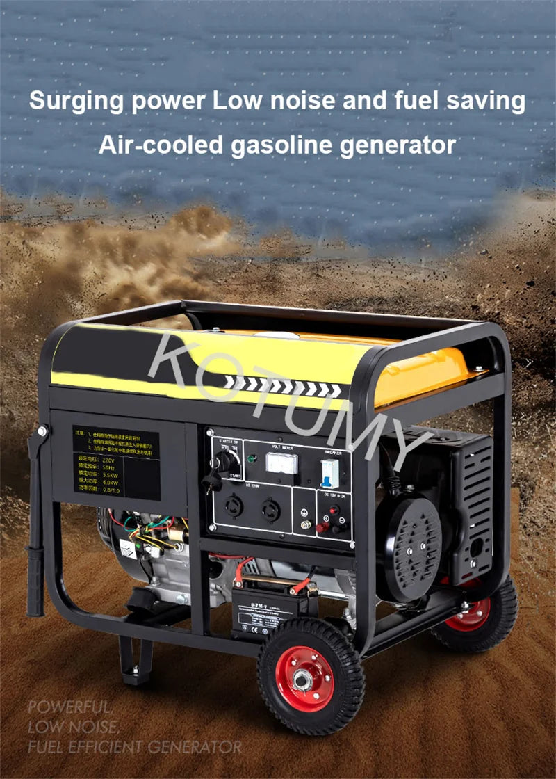 Reliable and powerful, this high-power household gasoline generator is perfect for flood control and disaster relief—featuring both manual and electric start with 220V output for essential backup power!