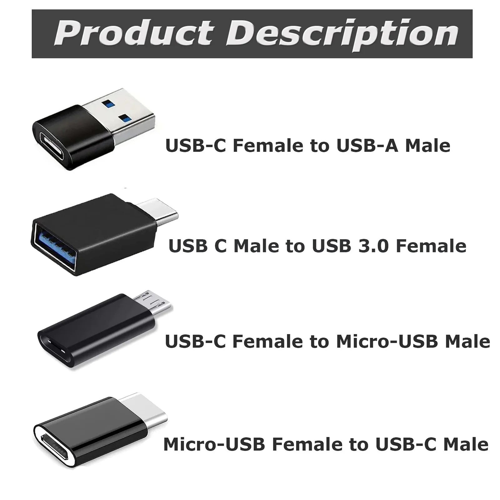 8pcs USB to USB C Adapter