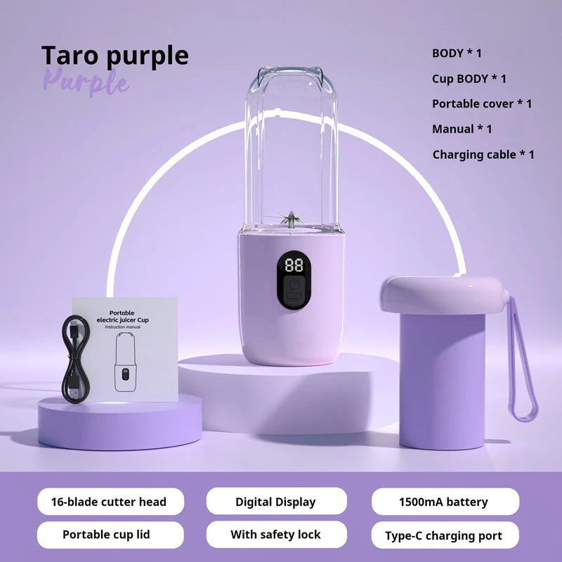 Blend on the go with this portable, USB rechargeable cordless mini juicer mixer—perfect for fresh smoothies anytime, anywhere!