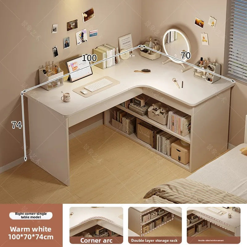 Firm Computer Desk, Bookshelf, Integrated Corner Workbench, White Corner Learning And Writing Desk Factory