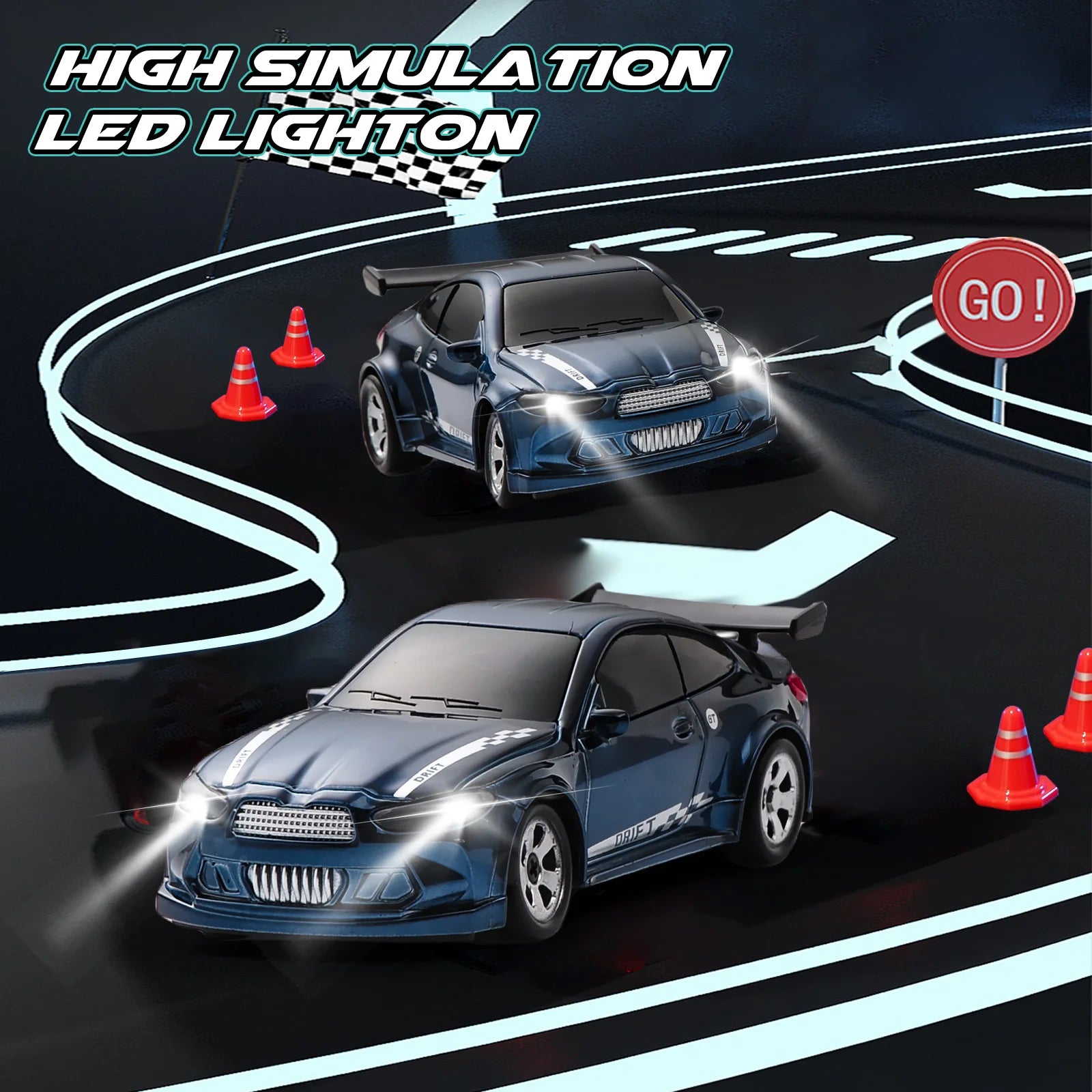 1/64 2.4G Desktop Mini High Speed Drift Car 4WD Remote Control Full Proportion Racing Car Toy GTR Race Model Boy Toy Gift
