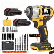 Cordless Impact Wrench - 590Ft-lbs (800N.m) Brushless 1/2 inch, 3300RPM High Torque Impact Gun, 2x 4.0Ah Battery, Charger & 4 Sockets, Electric Impact Wrench for Car Home