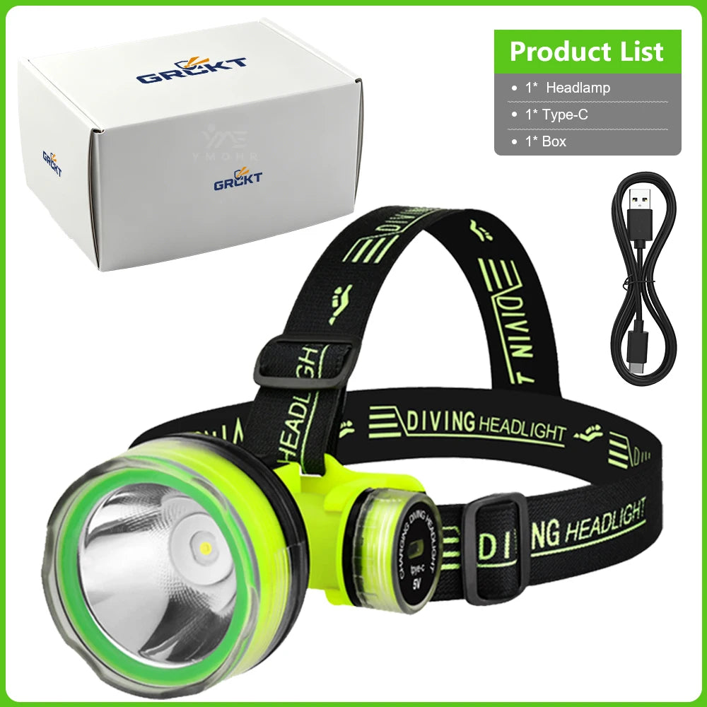 NEW 8800000000LM LED Scuba Diving Headlamp IPX8 Waterproof Headlight Underwater 10000m Headlight LED Scuba Head Flashlight Torch