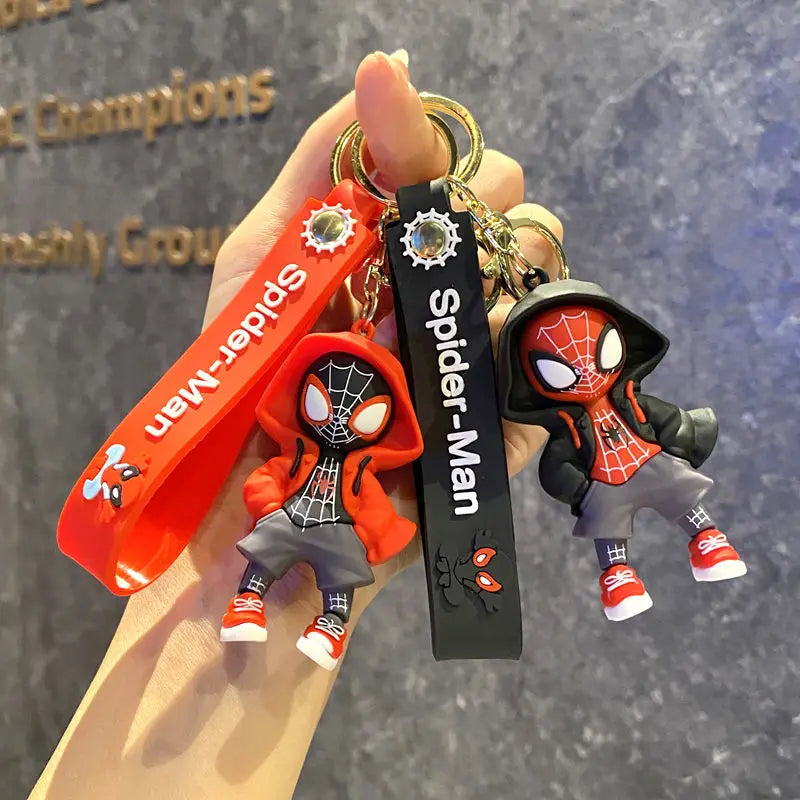 Classic SpiderMan Keychain Pendant Disney Marvel Amazing Inverted Silk Stereo Doll Car Hanging Decor Keychain Birthday Gift Toys