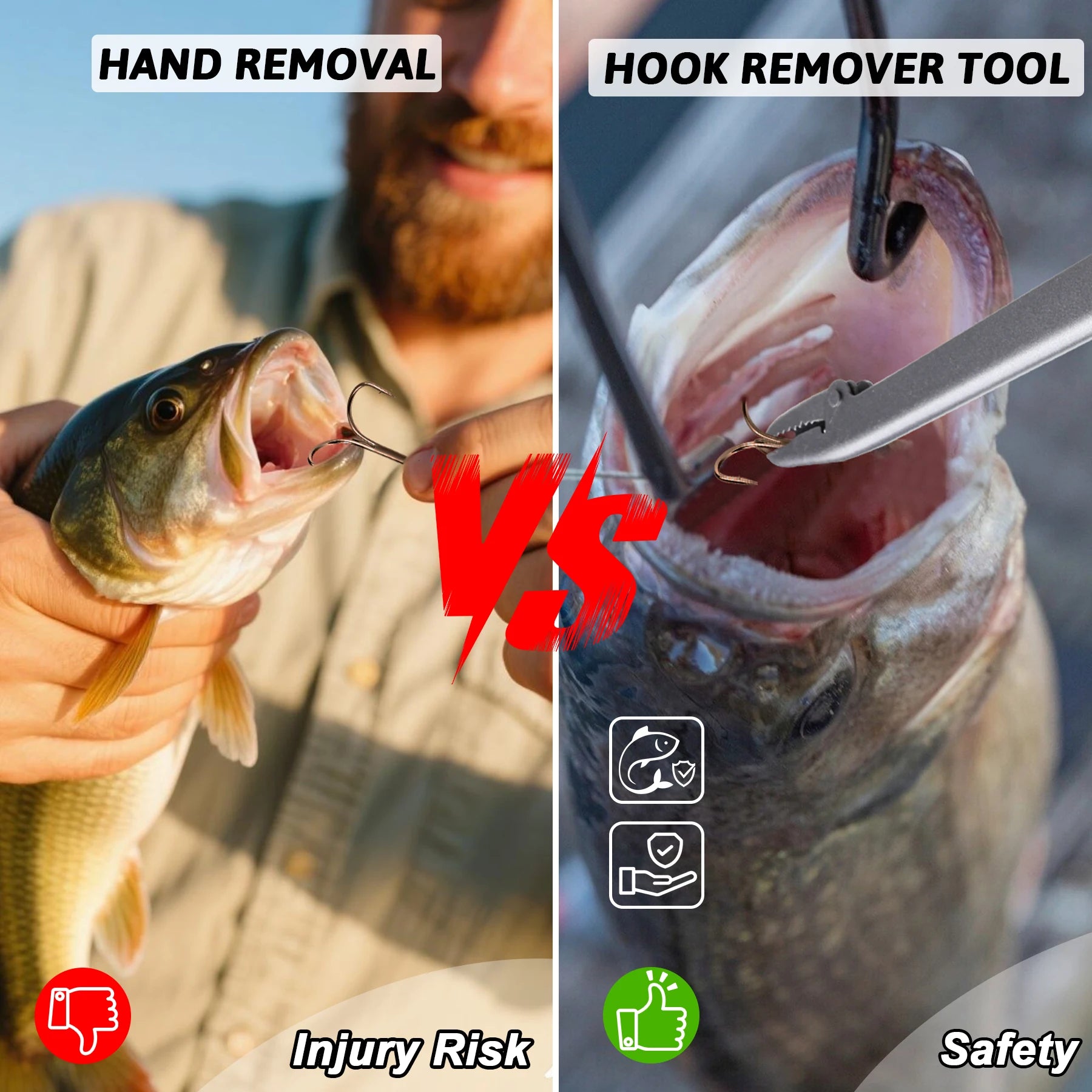 Booms Fishing R01 Carbon Steel Corrosion-Resistant 25cm Long Fish Hook Remover Extractor For Saltwater Fishing Tools