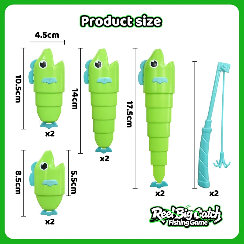 2 Player Competitive Fishing Game with Telescoping Rods, Stretchable Fish Catch Battle Toy, Family Interactive Entertainment Toy