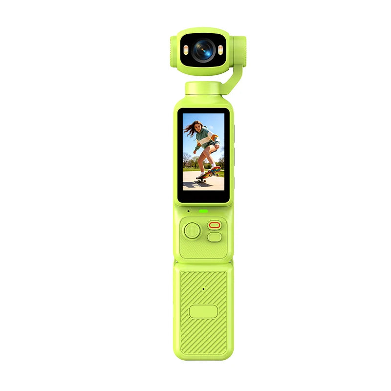 4K Handheld Action Camera HD 180° Rotatable Lens Electronic Anti-shake Pocket Vlog Camera with Fill Light for Outdoor Sports