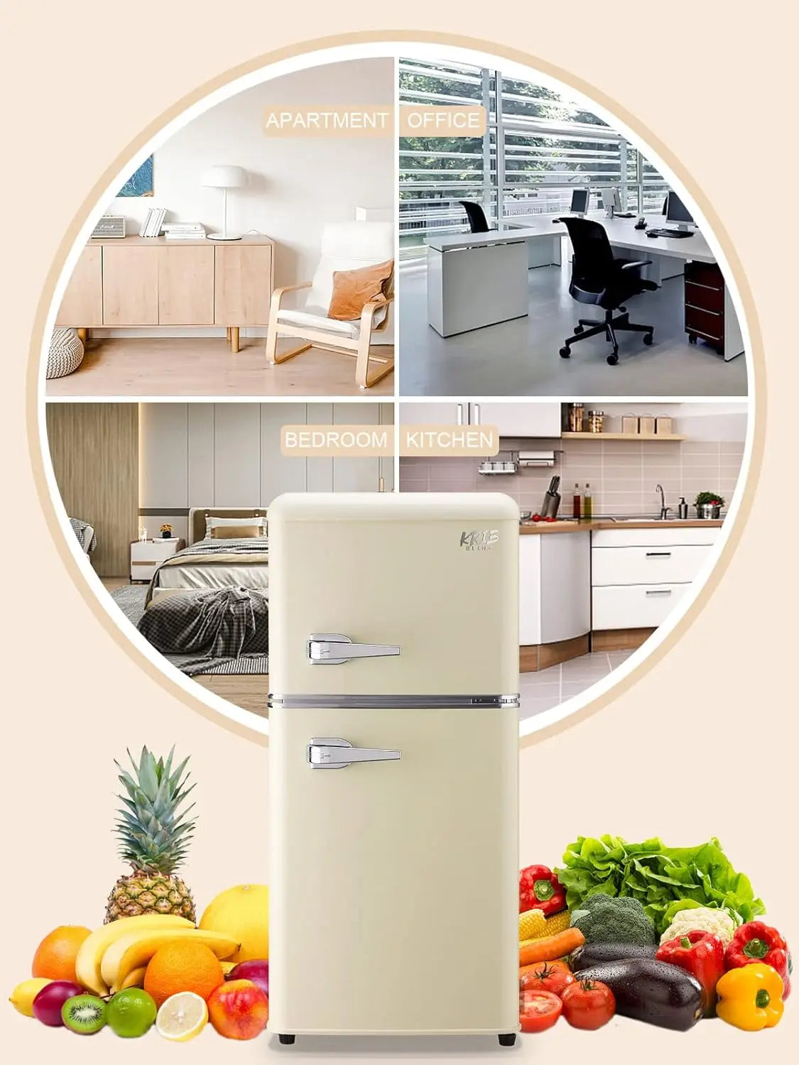 Mini Fridge with Freezer (Retro Design)