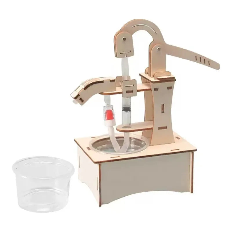 Wooden DIY Hand Pump Well Model STEM Educational Science Experiment Assembly Toy Physics Learning and Gifts