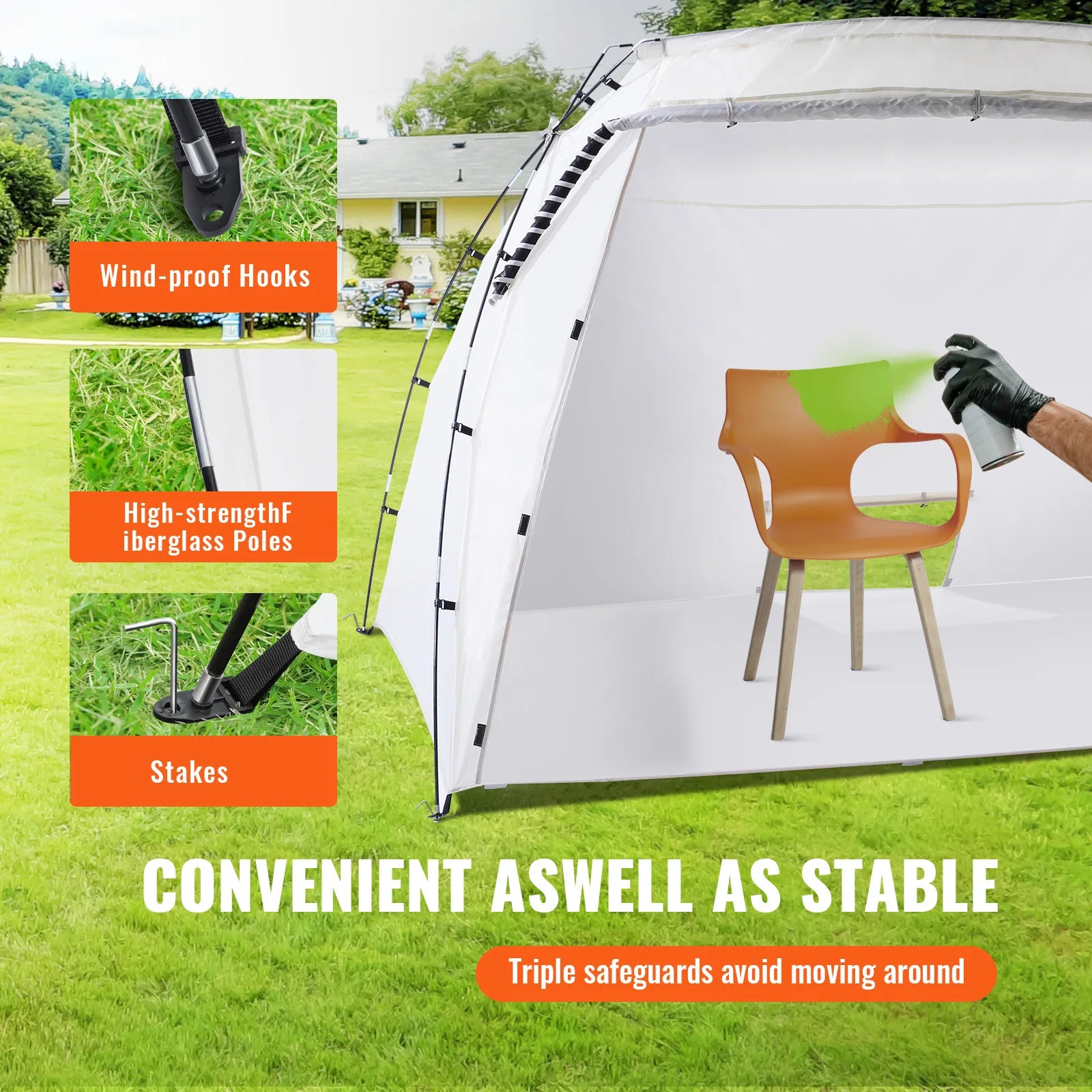 SucceBuy Portable Paint Booth Shelter 7.5x5.2x5.2/10x7x6ft Foldable Spray Painting Tent for Furniture Craft Project DIY Tool