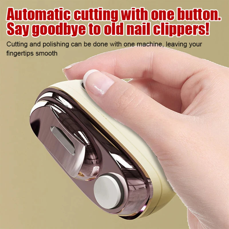 2 in 1 Electric Nail Clipper & Grinder 2 Speed Anti-pinch with LED Light for Baby Adults Seniors Home Manicure Tool