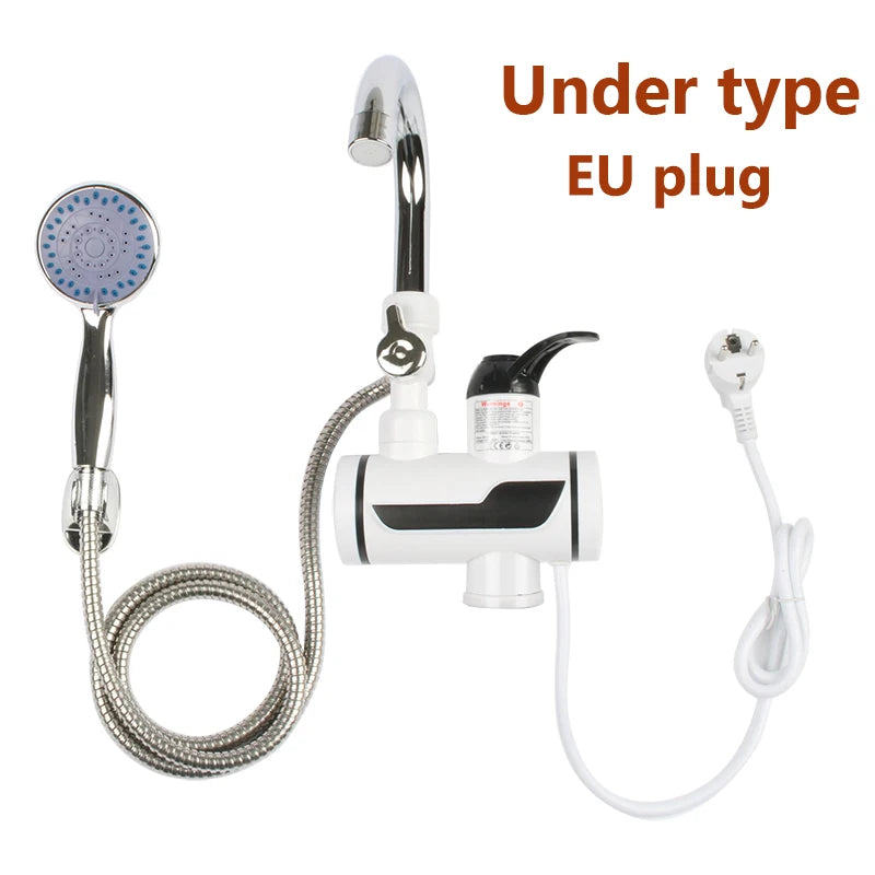 DMWD Electric Instant Hot Water Faucet Water heater Fast heating with LED Temperature Display Tankless Tap For Kitchen shower EU
