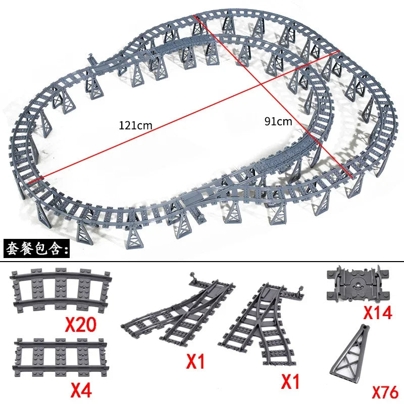 DIY Train Track Combination MOC Railroad Bridge Building Blocks Cross Track Bricks Toys Rail Car Scene Compatible With LEGO