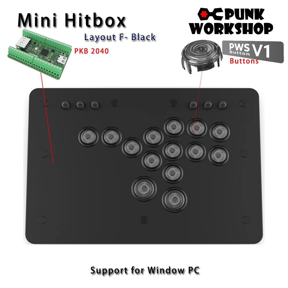 Punk Workshop Mini HitBox SOCD Fighting Stick Controller Newest Version Support Switch/PC (Windows®11 / 10) Handle Fight Console