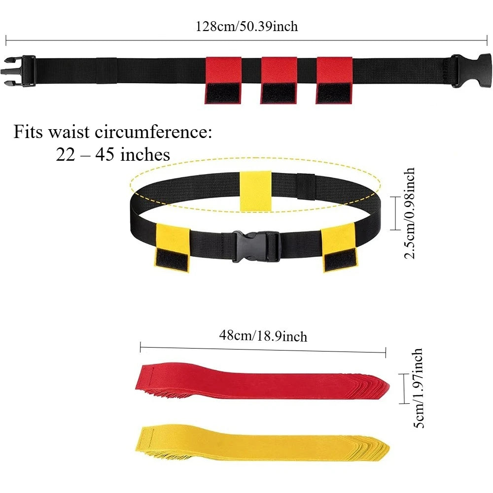 6PCS Flag Football Belts Set Adjustable Rugby Flag Waist Belt Outdoor Training Game Equipment for Kids Youth Adults Team Sports