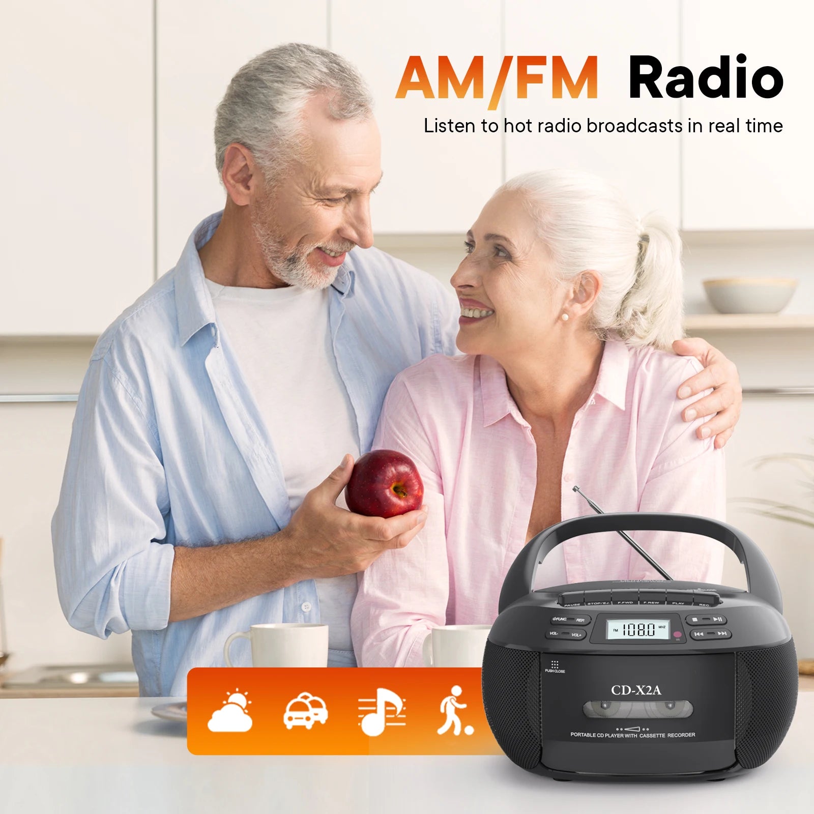 CD cassette player recorder with USB/MP3 and radios,portable cd tape boombox with remote control,AC DC power