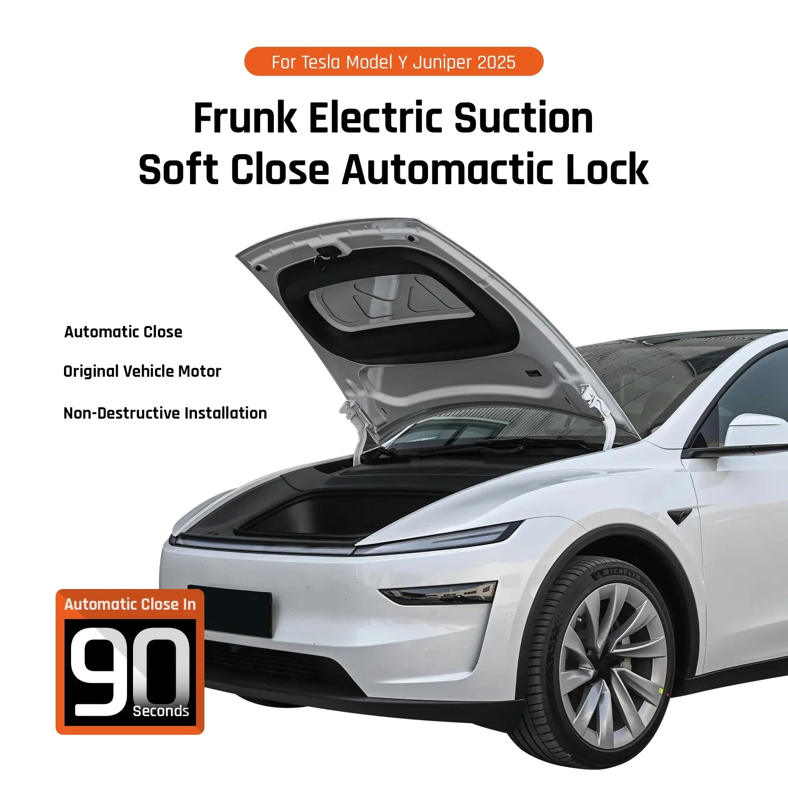 For Tesla Model Y 2025 2026 Electric Suction Soft Close Power Frunk Automatic Hood Upgrade Easy Install Enhanced Convenience