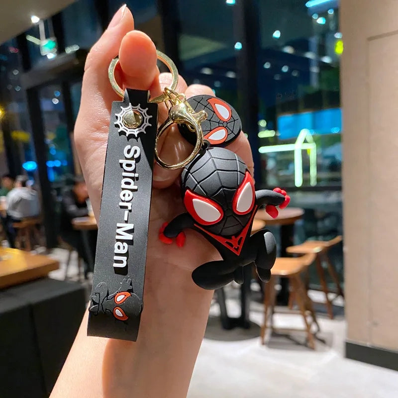 Classic SpiderMan Keychain Pendant Disney Marvel Amazing Inverted Silk Stereo Doll Car Hanging Decor Keychain Birthday Gift Toys