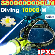 NEW 8800000000LM LED Scuba Diving Headlamp IPX8 Waterproof Headlight Underwater 10000m Headlight LED Scuba Head Flashlight Torch