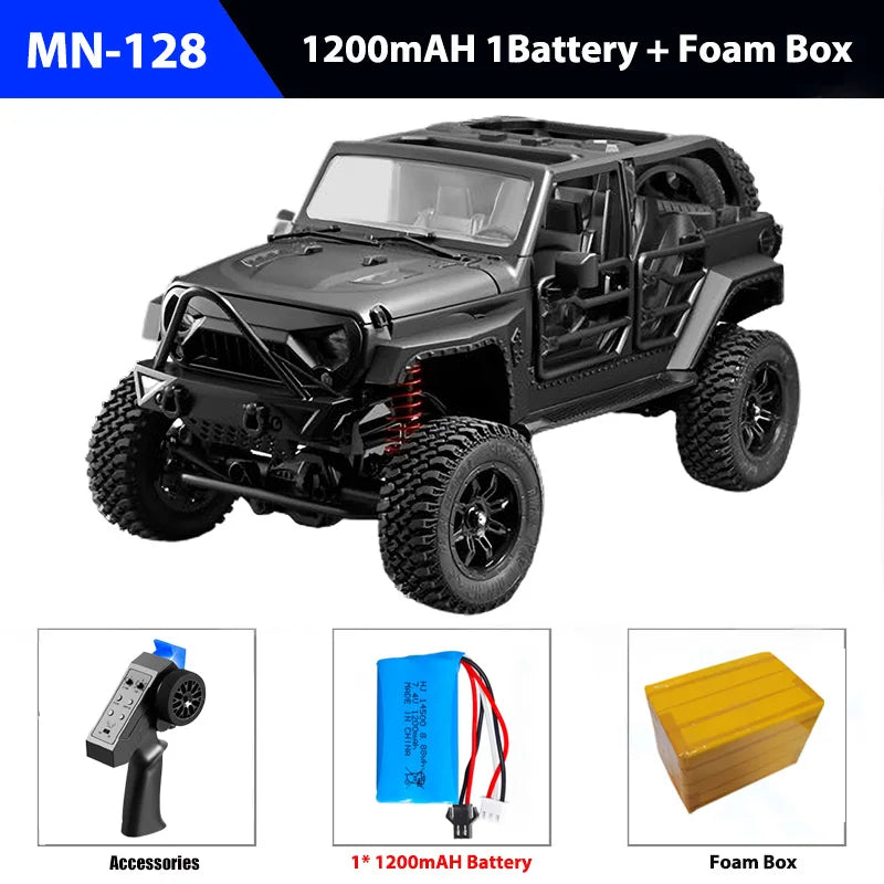 MN128 RC Crawler 1/12 Full Scale 4x4 2.4G Climbing Buggy Vehicle with LED Light 4WD Off-road Remote Control Cars Model Toys