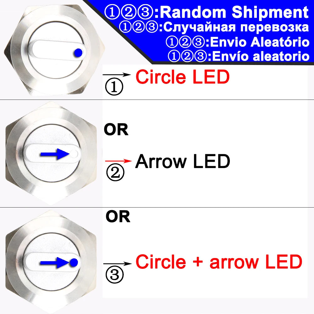22mm 2/3 position Metal Selector Latching Push Button knob Rotary Switch DPDT SPDT 12V LED Illuminated 1NO1NC/2NO2NC ON OFF lock