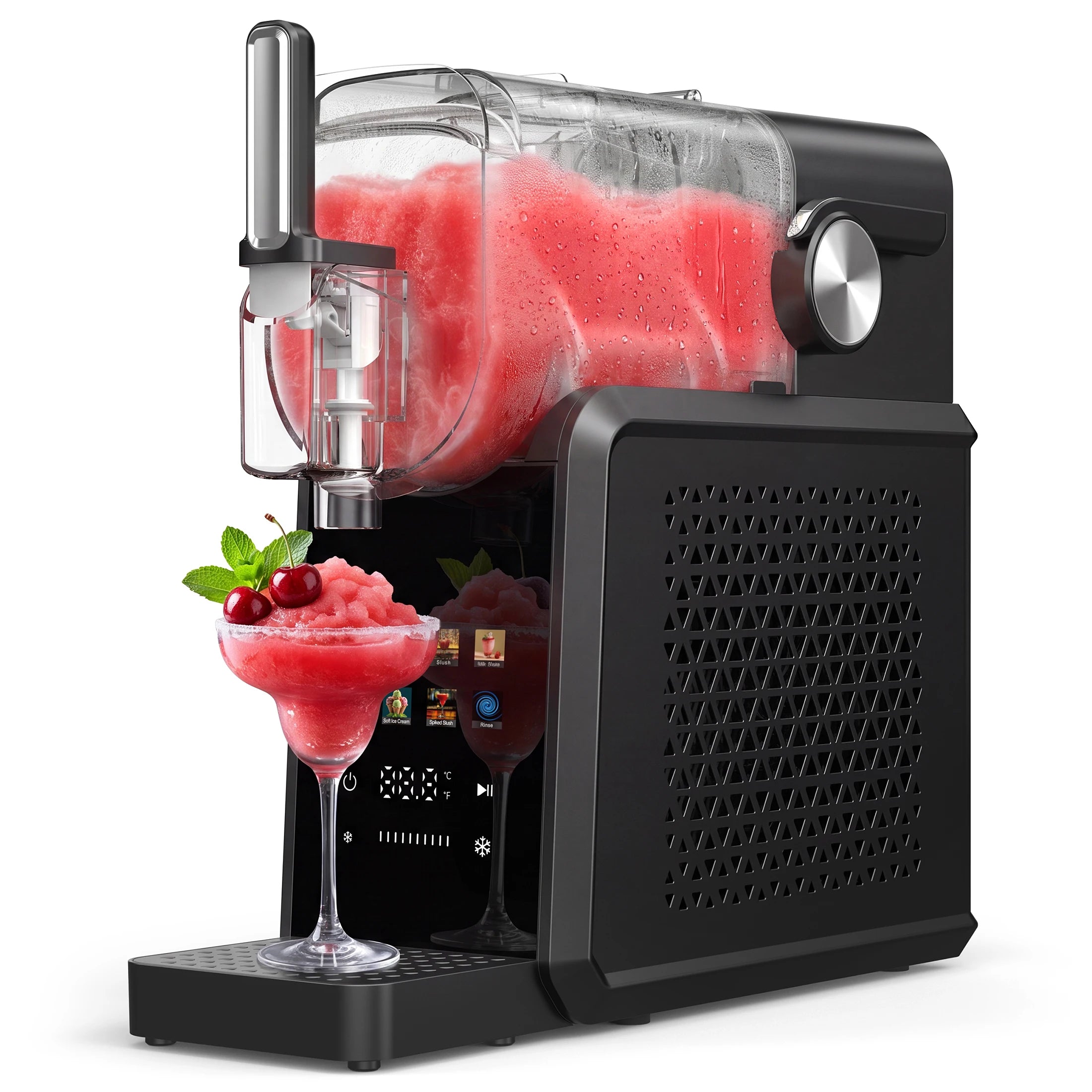 2-in-1 Slushie Machine 90 oz Large Capacity Frozen Drink Maker No Ice Needed Auto-Clean with LED Display for Home Party Festive Gatherings