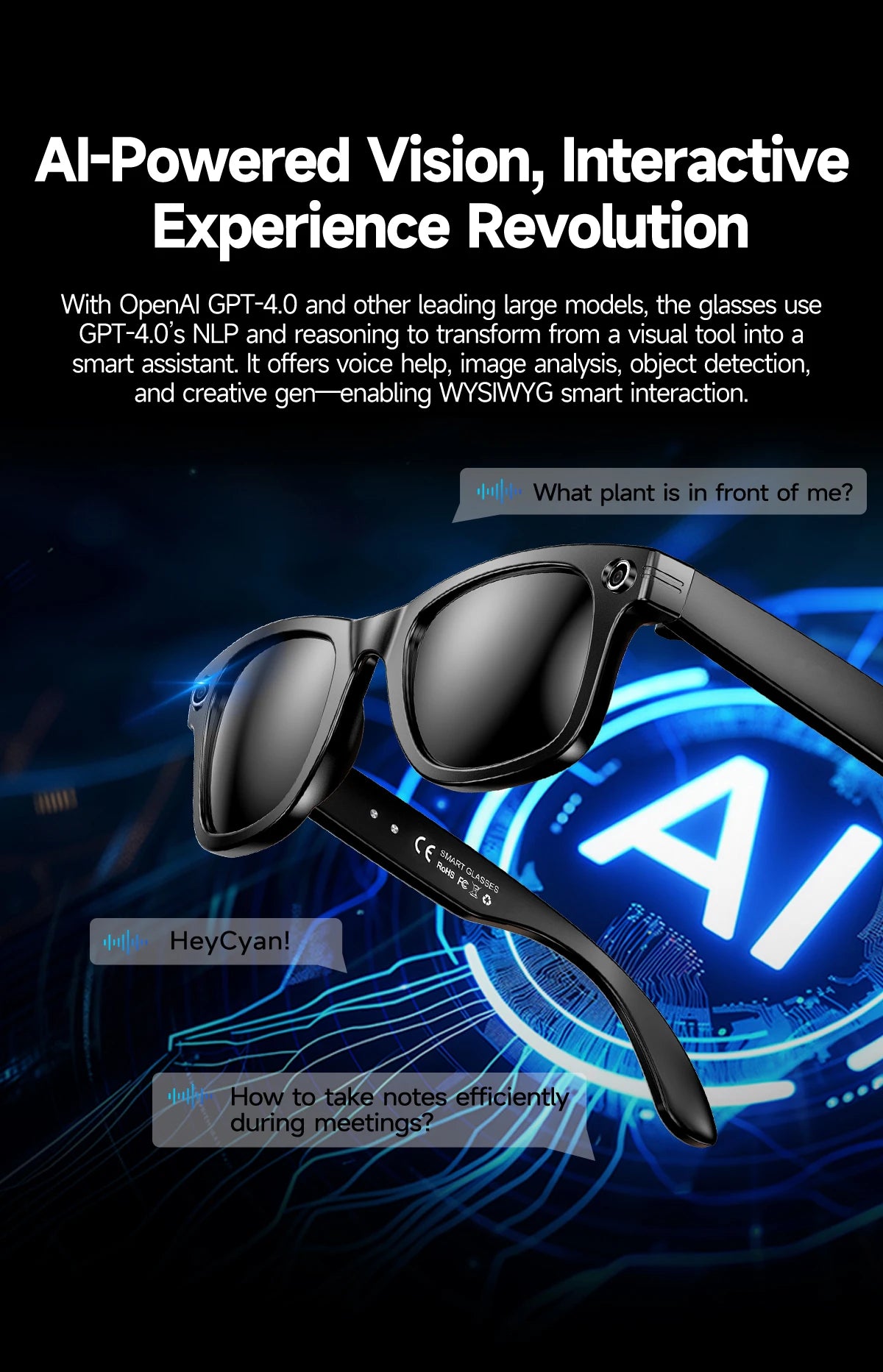 LIGE AI Smart Glasses 8MP HD Camera Video Bluetooth Call Intelligent Translation 270mAh Battery Voice Assistant Music Sunglasses