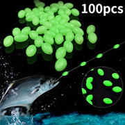 100pcs/lot Oval Night Luminous Fishing Beads Glowing Sea Fishing Lure Bait Floating Beads Fishing Tackles Tool for Rig 4/5/6/8mm
