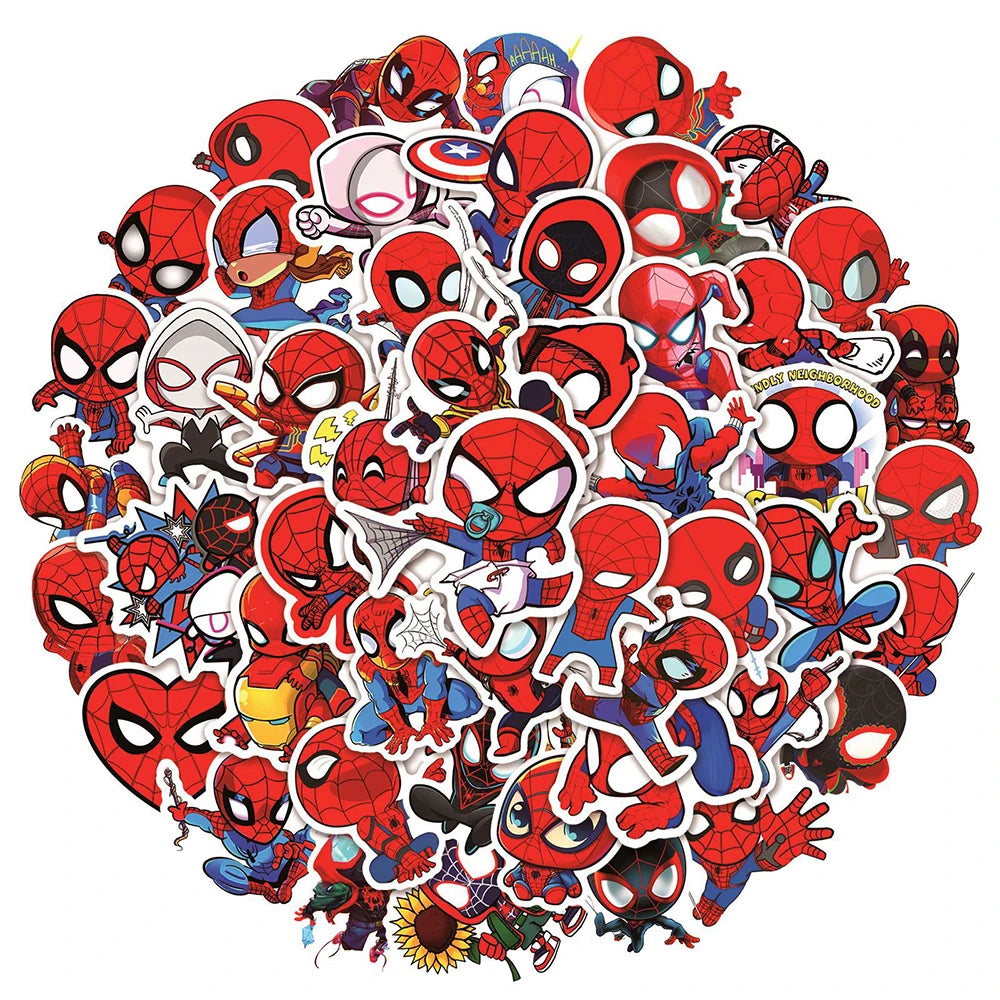 10/30/50pcs Cartoon Marvel Spider-Man Stickers Anime Super Hero Sticker DIY Stationery Phone Laptop Funny Graffiti Decals Decor