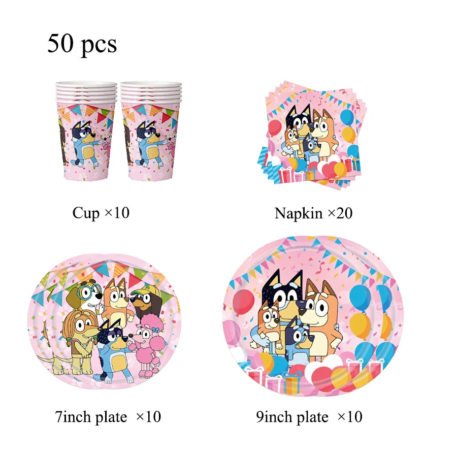 Blue dog Birthday Party Supplies Goodie Bag Stuffers Fillers Tableware Plates Cups Napkins Tablecloth Party Favor Decorations
