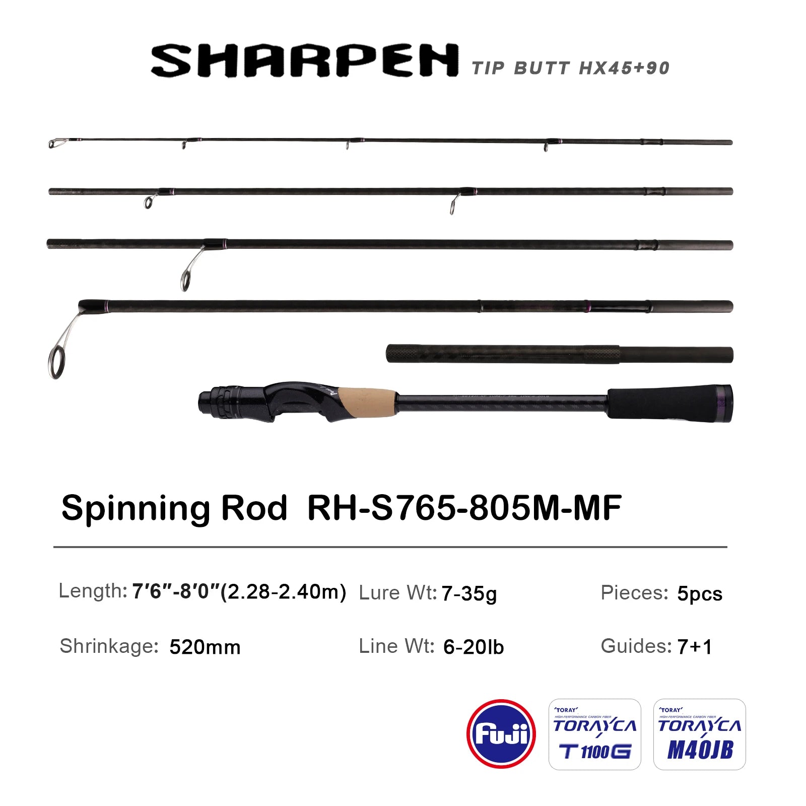 PURELURE SHARPEN Soft Lure Long Spinning and Casting XF/MF Action Rods FUJI Components Bass Pike Rod Fishing Rod Spinning Reel