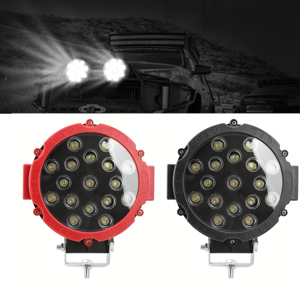 7 Inch 51W Round LED Offroad Lights Spot Driving Light Pod Bumper Roof Fog Light Fit for Boat Jeep ATV SUV Truck Hunter Motor
