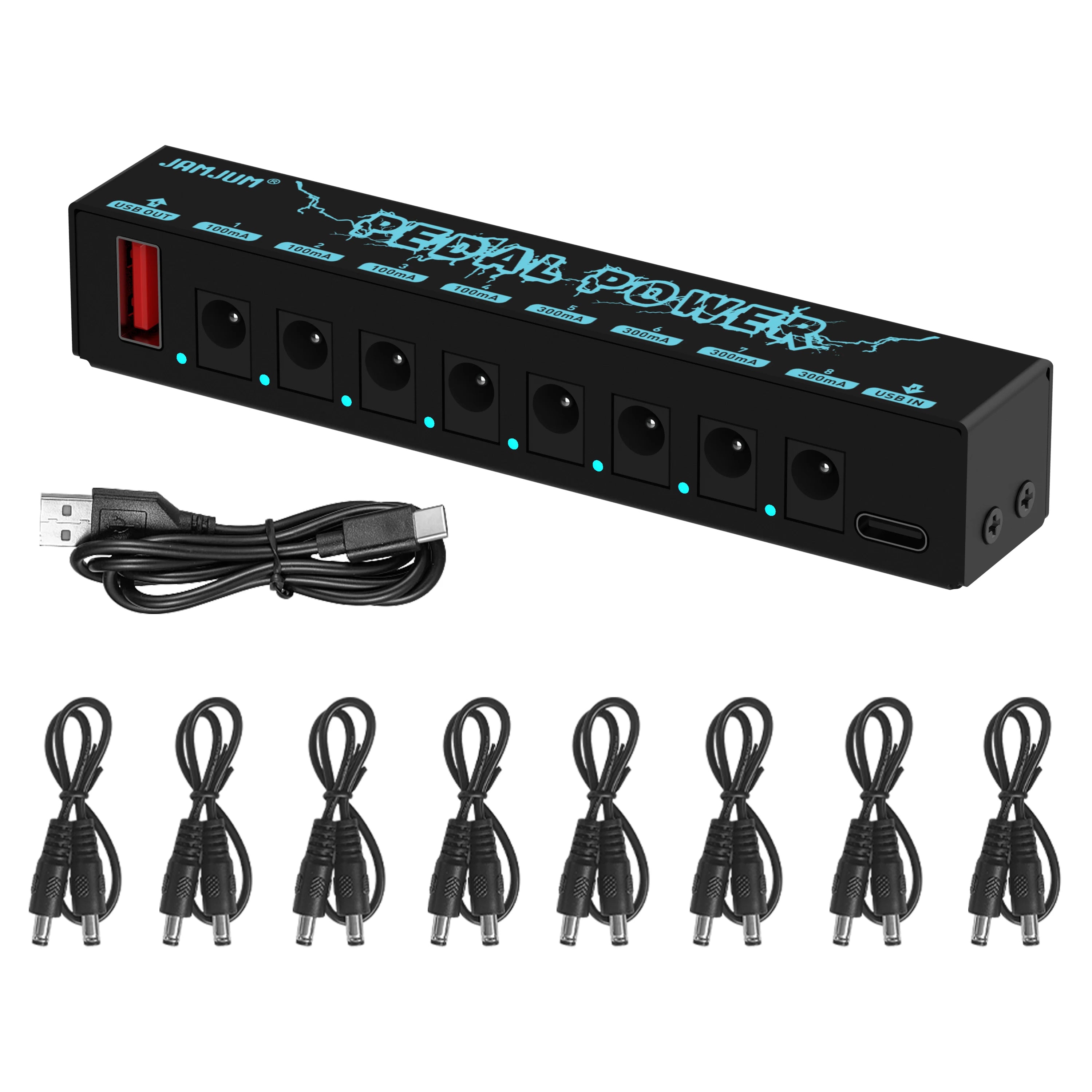 9V 8-Isolated Output Guitar Pedal Power Supply | Type-C/USB Input, Short-Circuit Saf