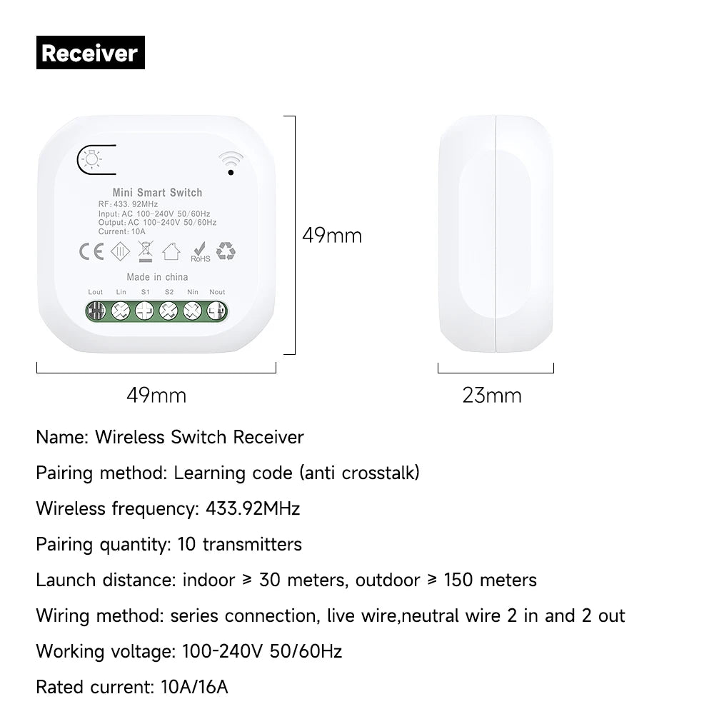 New High-End No Battery Self Powered Wireless Switch 1/2/3 Gang High-Sensitivity Kinetic Switches Rf433mhz Waterproof Panel