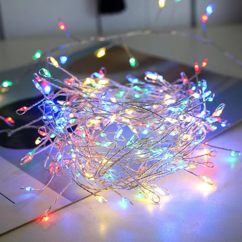 Add festive sparkle with these USB-powered LED firecracker string lights—complete with remote control for easy lighting and fun!