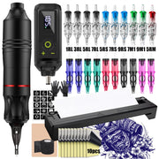 Ballpoint Tattoo Pen Machine Kit Rotary Tattoo Pen Set with Wireless Tattoo Transfer Stencil Printer Power Supply Needles