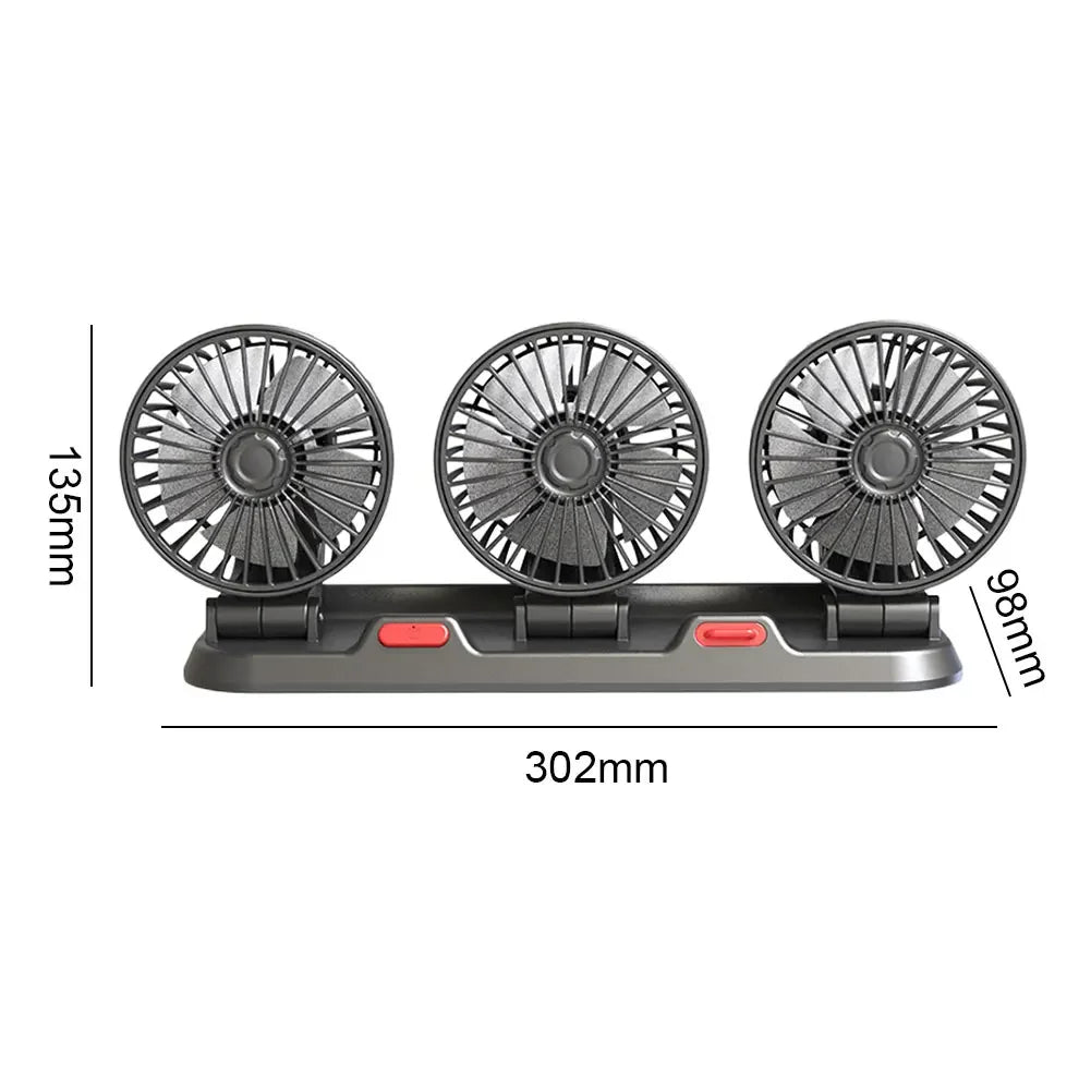 USB Charge Dual Head Fan Car Seat Back Cooling Fan Summer 360 Degree Rotation Auto Headrest Ventilation Fan Neck Cooler