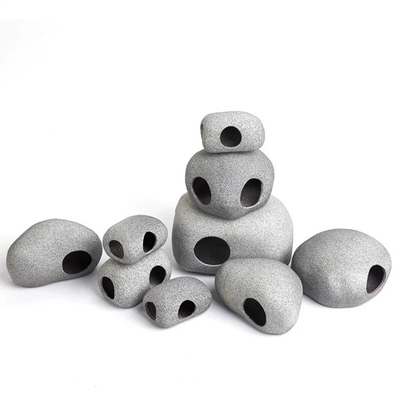 Fish Tank Underwater Cave Decoration, Fish And Shrimp Shelter, Ceramic Landscape Decoration, Purple Clay Aquarium Decoration