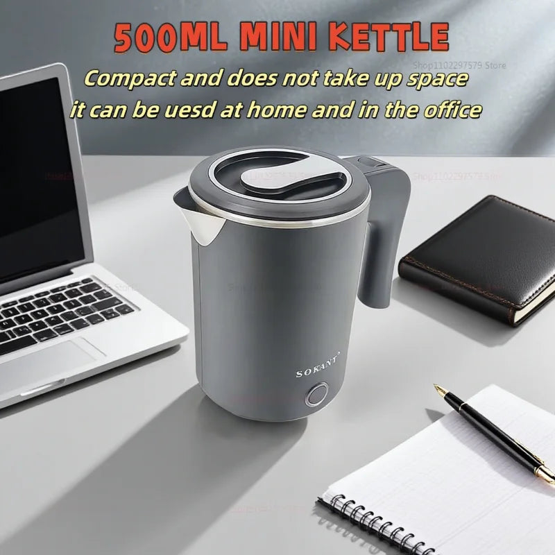 Portable 500ML Travel Electric Kettle Tea Coffee Stainless Steel Water Boiler Pot For Hotel Family Travel kitchen Smart kettle