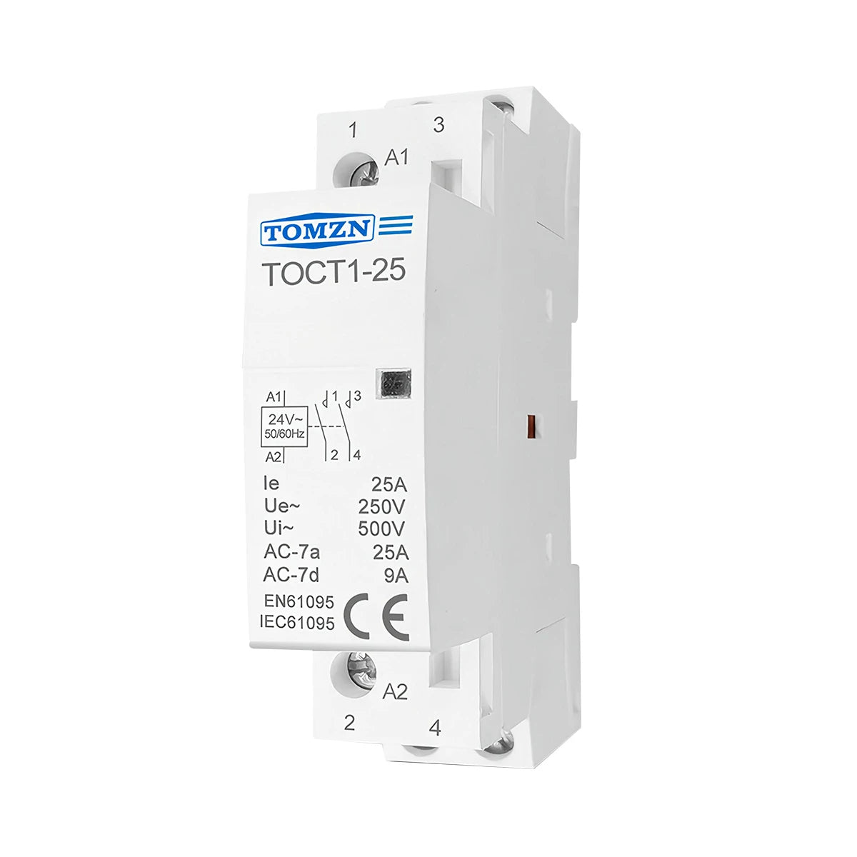 TOCT1 2P 25A 24VAC 50/60Hz Din Rail Household AC Modular Contactor 2NO or 1NO 1NC