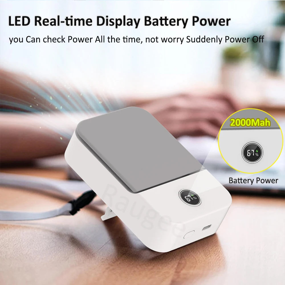 Waist Fan Portable Outdoor Mini Hanging Neck Fan 3 Gear Strong Wind Bladeless Waist Neck Fan Air Cooler USB Fan 2000Mah