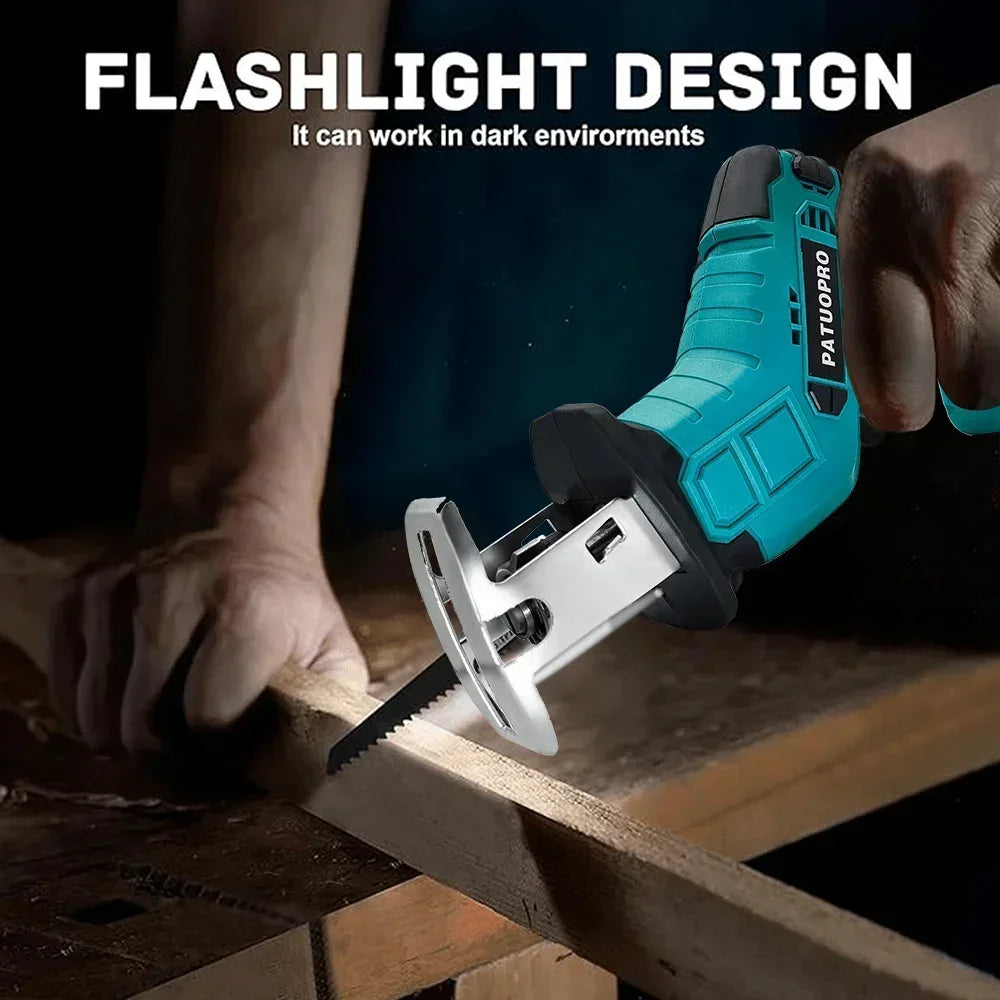 Cordless Reciprocating Saw 18V Adjustable Speed Electric Saw for Wood Metal PVC Pipe Cutting Tool Fit Makita 18V Battery (No Bat