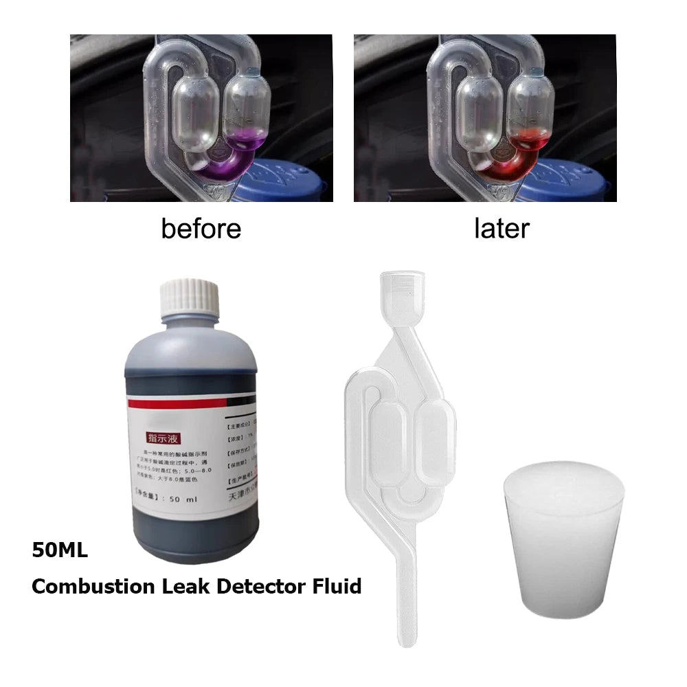 Combustion Leak Tester Kit 50ml Combustion Leak Tester Tool Blown Head Gasket Block Detector Petrol/Diesel Fluid Car Repair Tool