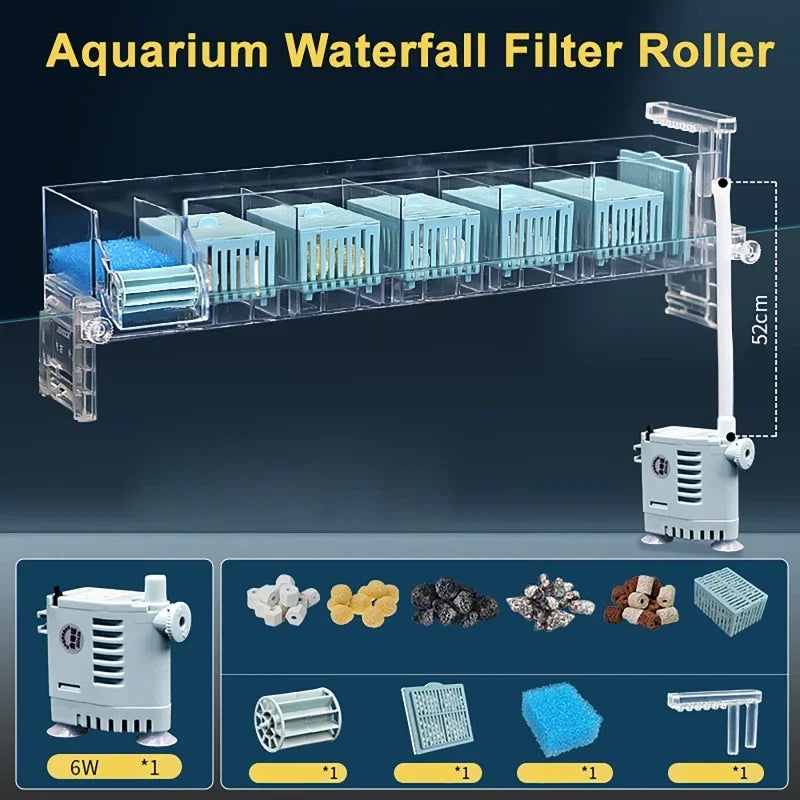 New Fish Tank Waterfall Filter Box Wall Mounted Built-in Silent Circulating Water Purifier For Aquarium Tank Box With Water Pump