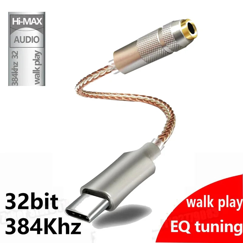 Enjoy premium sound quality with this Type-C to 3.5mm HiFi DAC earphone amplifier—USB-C audio decoder and AMP adapter for crystal-clear audio on the go!