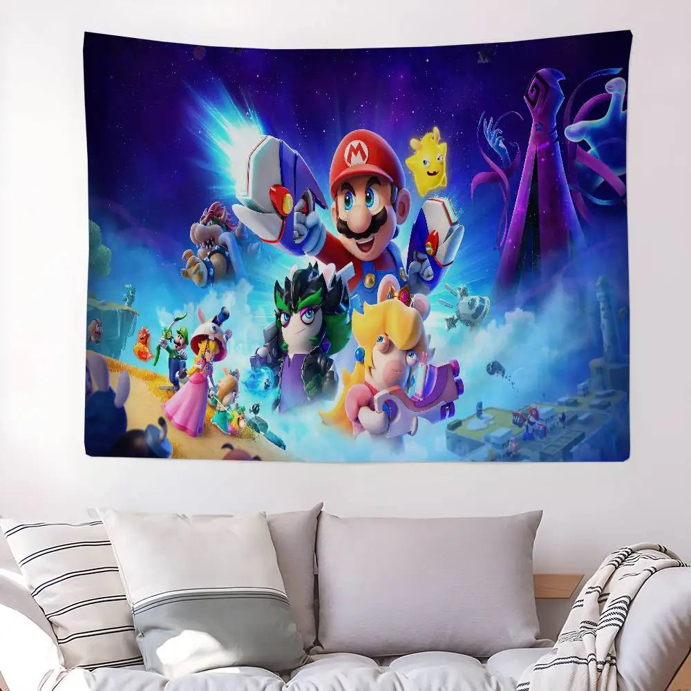Game M-mario-O cartoon DIY Wall Tapestry for Living Room Home Dorm Decor Wall Art Decor