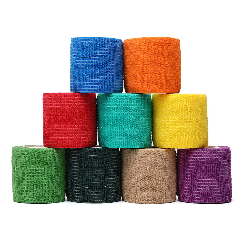 12pcs of 4.8-Meter Elastic Sports Self-Adhesive Bandages, Protecting Fingers, Ankles, Palms, and Shoulders, Knee Protection