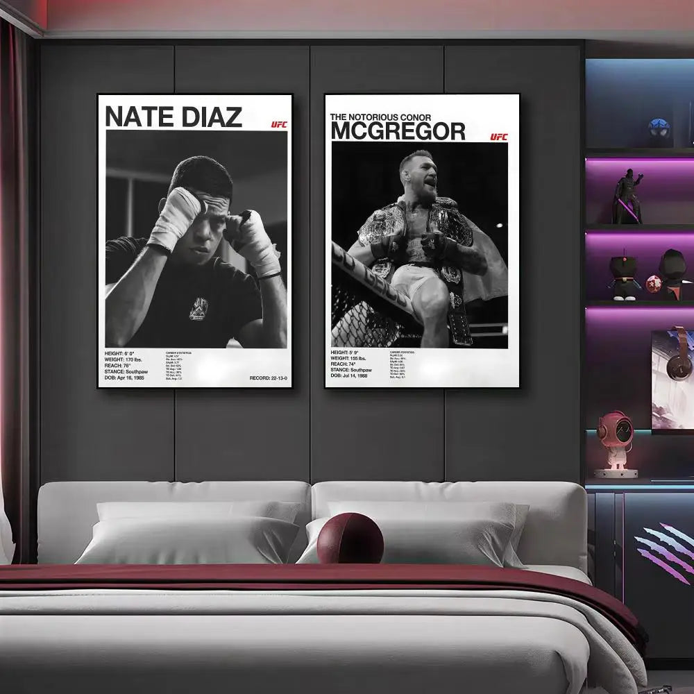 Famous Fighting Events U-UFC Poster Modern Aesthetic Canvas Wall Art Poster Cool Room Stuff Bedroom Decor