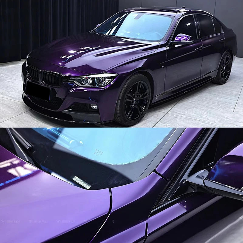 Premium PET High Glossy Midnight Purple Vinyl Wrap Film Car Wrapping Motorcycle DIY Sticker Decal Air Release Self Adhesive