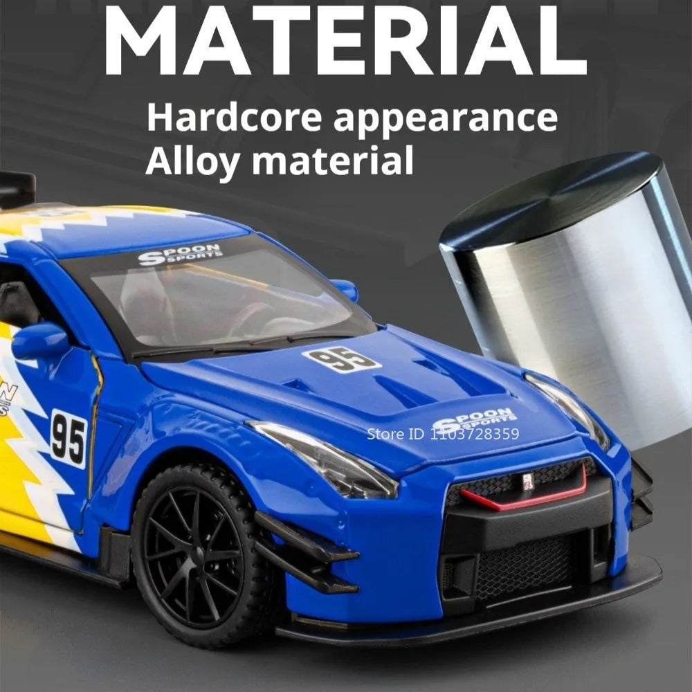 1:32 GTR Panamera Model Sports Car Toys Alloy Diecast Sound Light Doors Opened Exquisite Body Pull Back Collection Supercars